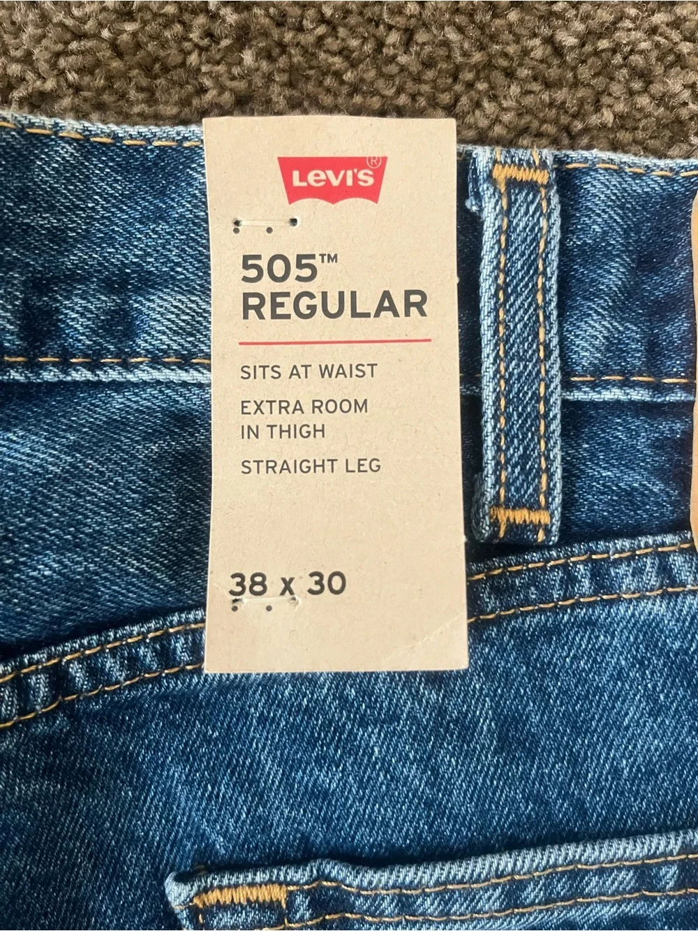Levi’s 505 Regular Men’s Jeans 38x30 Straight Leg Medium Wash NWT